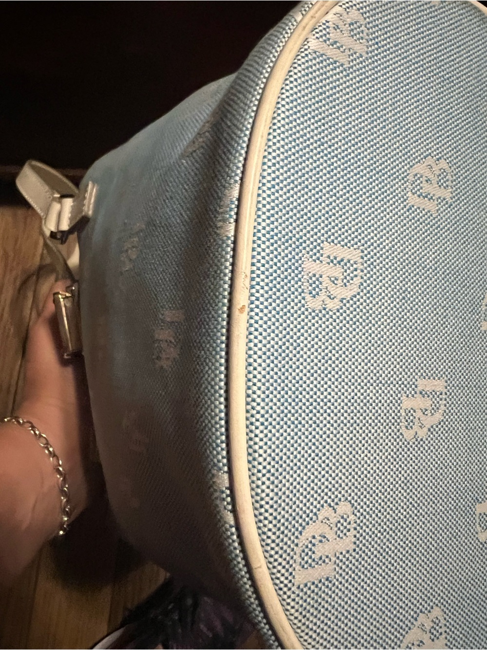 Dooney & Bourke Light Blue Tote with Cream Trim - Picture 5 of 7